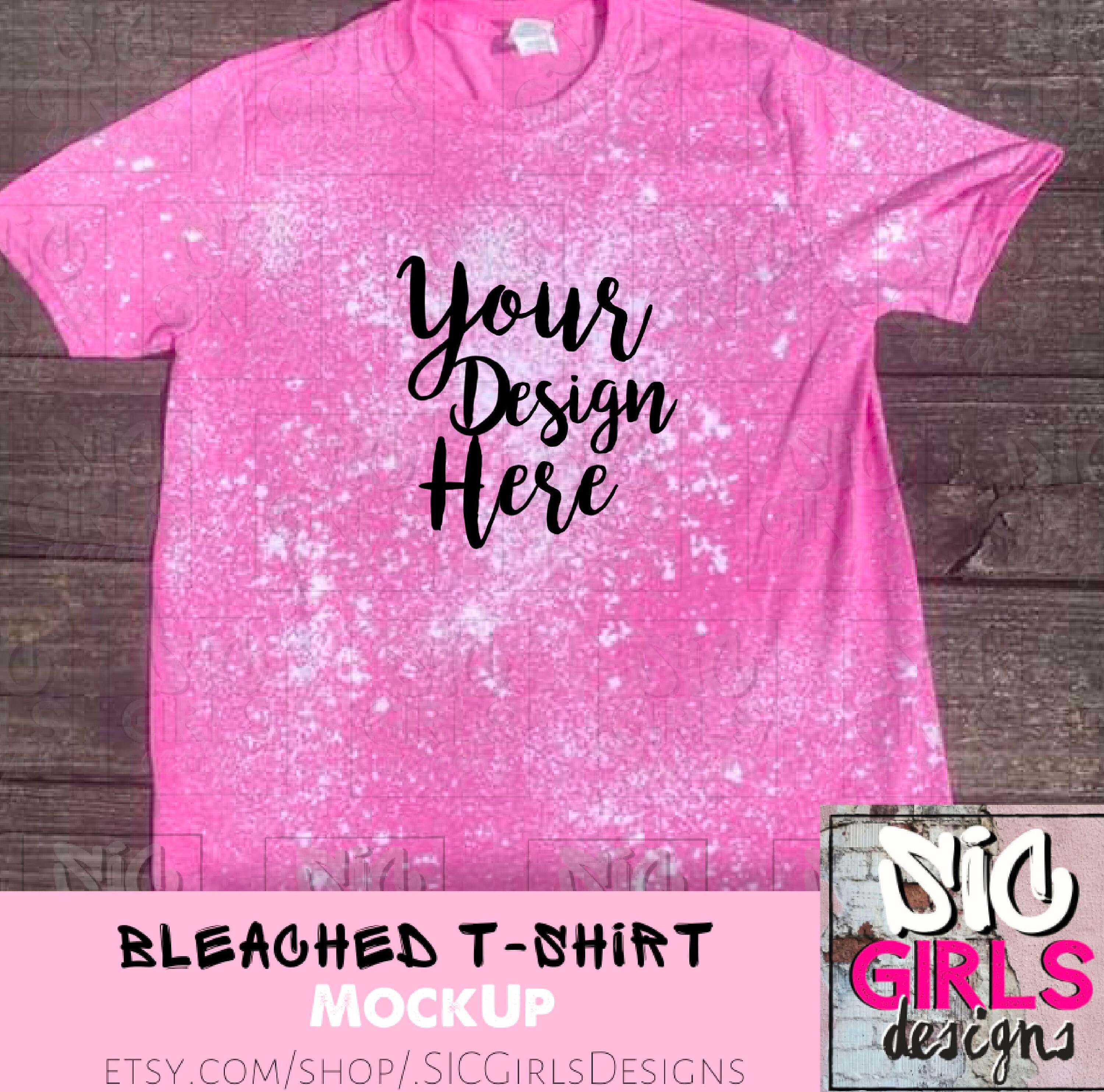 Download Bleached T Shirt Mock Up Gildan Softstyle Heather Heliconia Etsy