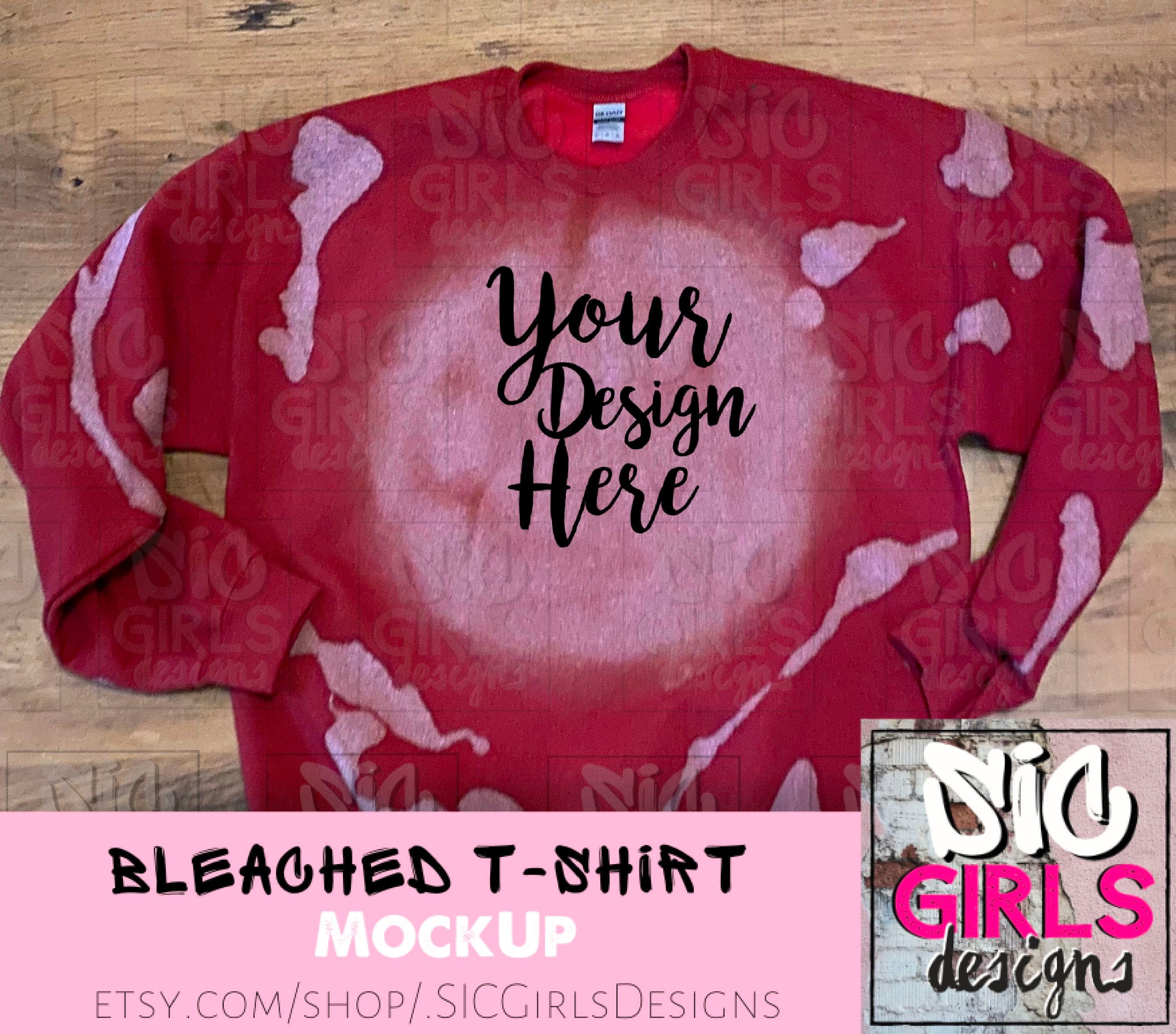 Download Bleached T-Shirt Mock Up Gildan Red | Etsy