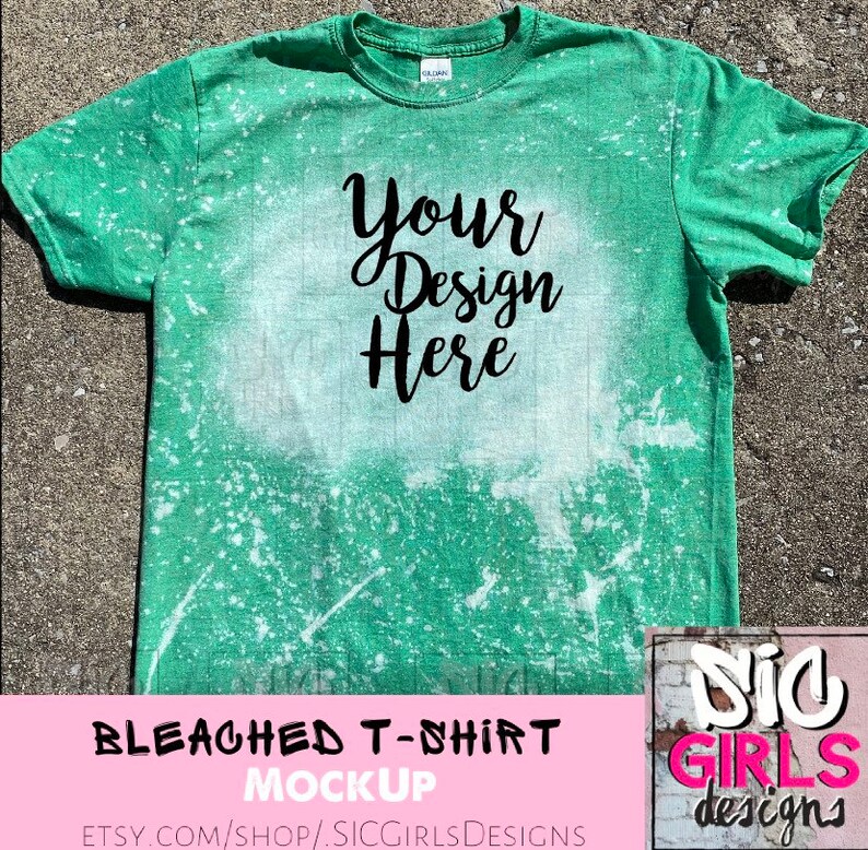 Download Bleached T-Shirt Mock Up Gildan Softstyle Heather Irish | Etsy