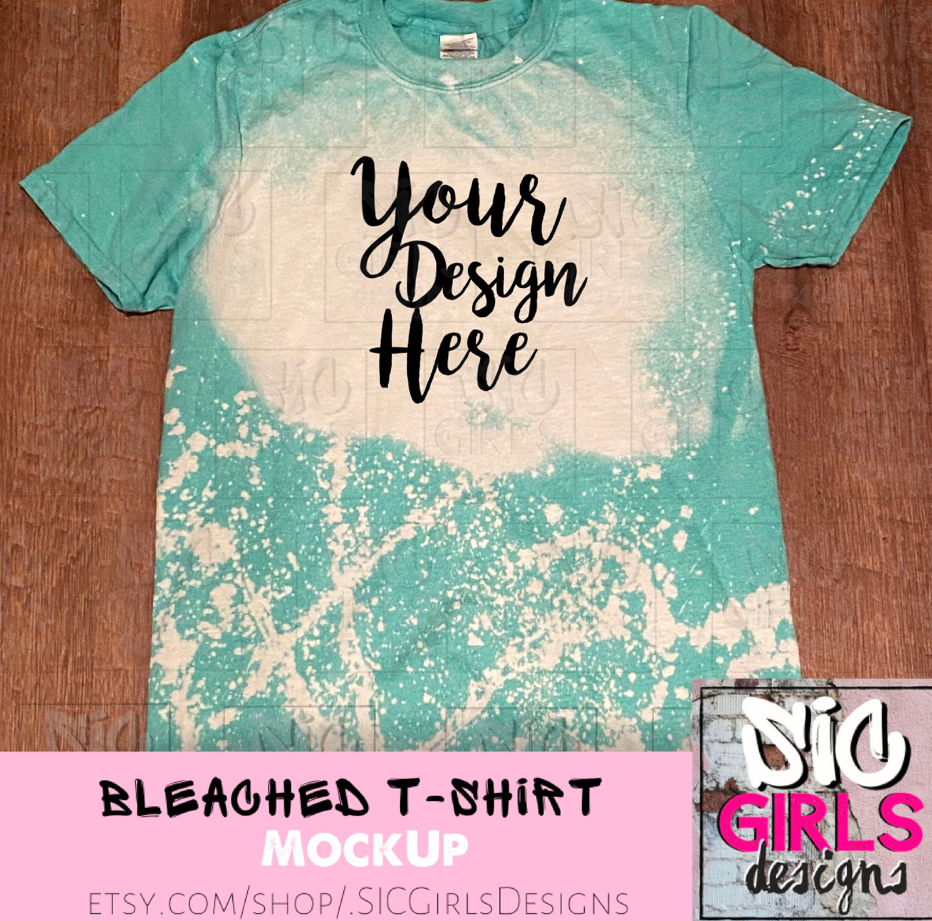 Bleach T-Shirt Mock Up Unisex T-Shirt MockUp Bella Canvas Gildan Soft Style Bleached Flat Lay