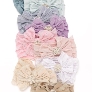 Baby Bow Headband, Baby Girl Bows, Baby Girl Headwraps, Toddler Hair Bows, Baby Turban Headwrap, Soft Newborn Headbands, Baby Shower Gift