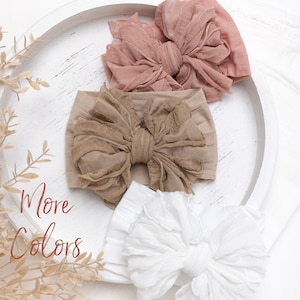 Big Ruffle Bow Nylon Headband, Baby Girl Headbands, Baby Hair Bows, Toddler Headband, Pink Newborn Headbands, Baby Girl Headwraps, Baby Gift