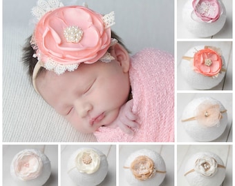 BABY GIRL Gift, Baby Headband, Flower Headband, Floral Baby Headband, Baby Girl Bow, Newborn Headband, Toddler Headband, Photo Prop Headband
