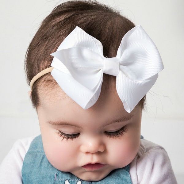 ELLA Big Bow Headband, Newborn Headband, Baby Hair Bow, Baby Bow Headband, Hair Bow for Baby, Headband girls, Newborn Bow, Infant Headband