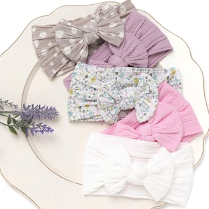 Baby Headband Bow, Newborn & Toddler Headbands, Soft Nylon Baby Bow Headbands, Baby Shower Gift, Baby Girl Gift, Baby Girl Headbands.