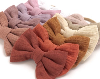 Baby Gauze Bow Set, Knotted Nylon Headbands or Hair Clip