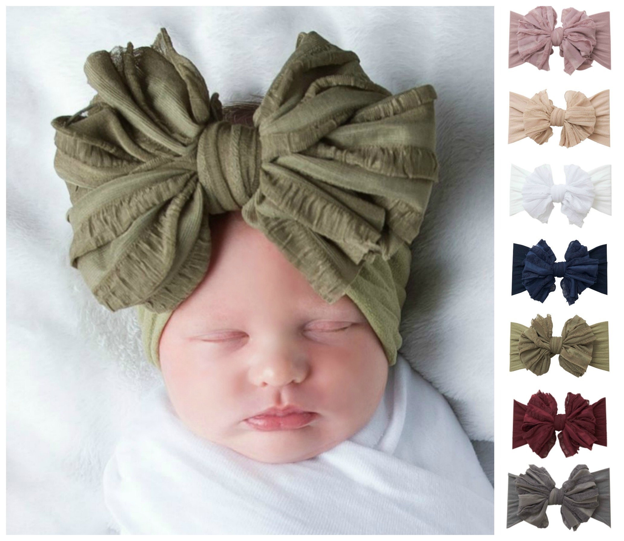 PICK COLOR Big Bow Head wrap Big Bow Baby Headbands Nylon Etsy
