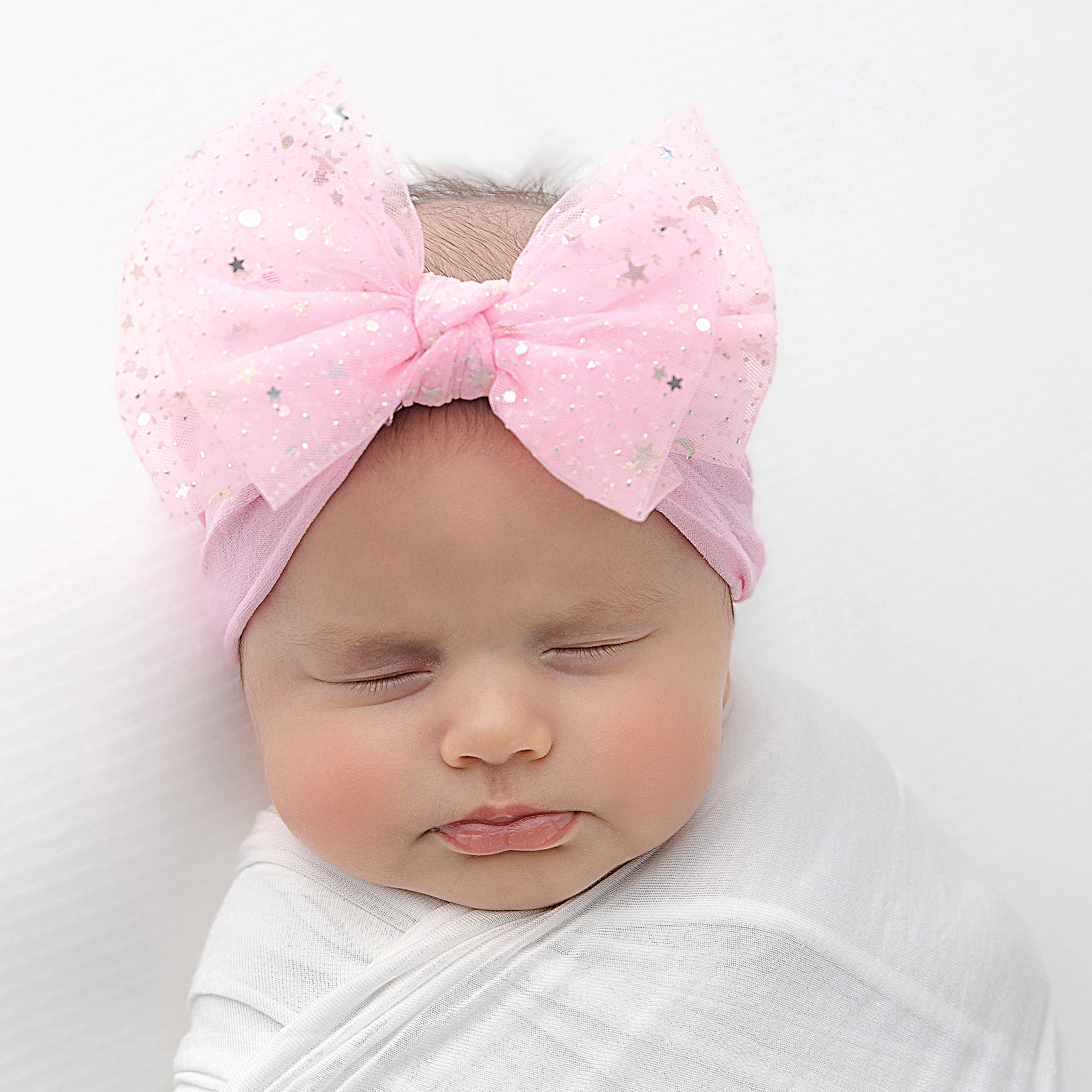 Set Di 6 Fasce Per Capelli Neonata Con Fiocco - In Nylon Morbido, Colorate E Elastiche