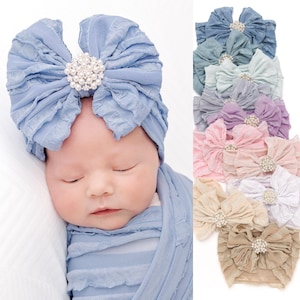 Baby Headband, Baby Girl Headbands, Baby Girl Headwraps, Toddler Hair Bows, Ruffle Baby Girl Bows, Soft Newborn Baby Bow, Baby Girl Gift.