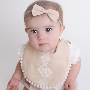 Reversible Baby Bibs, Bib Headband Set, Vintage Flower Baby Bibs ,Baby Girl Bib SET, Newborn Baby Girl Gift Set, Cotton bib, Baby Headbands image 5