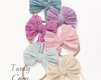 Baby Headband, Baby Hair Bows, Newborn Nylon Headbands, Soft Infant Bows, Pink Toddler Hair Bows, Pastel Colors Baby Bows, Baby Shower Gift