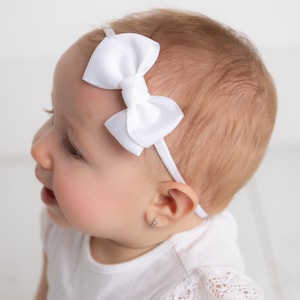 PICK COLOR Baby Bow Headband, Newborn Headband, Baby Hair Bow, White Baby Girl Headbands, Toddler Hair Clips, Girls Hair Bows, Infant Bows