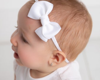 PICK COLOR Baby Bow Headband, Newborn Headband, Baby Hair Bow, White Baby Girl Headbands, Toddler Hair Clips, Girls Hair Bows, Infant Bows