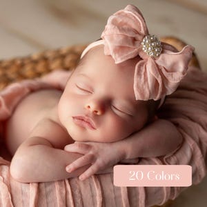 Baby Headbands, Newborn Bow Headband, Soft Nylon Baby Bows, Toddler Hair Bows, Baby Girl Hair Accessories, Pink Infant Bows, Baby Girl Gift.