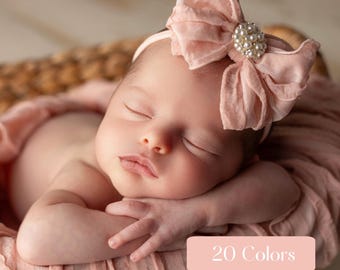 Baby Headbands, Newborn Bow Headband, Soft Nylon Baby Bows, Toddler Hair Bows, Baby Girl Hair Accessories, Pink Infant Bows, Baby Girl Gift.
