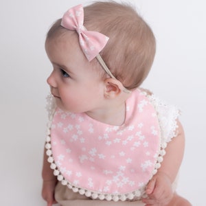 Reversible Baby Bibs, Bib Headband Set, Vintage Flower Baby Bibs ,Baby Girl Bib SET, Newborn Baby Girl Gift Set, Cotton bib, Baby Headbands image 9