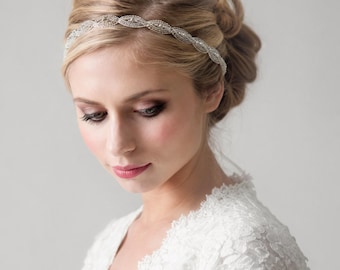 Crystal Rhinestone Bridal Headband, Bohemian Wedding Hair Accessory