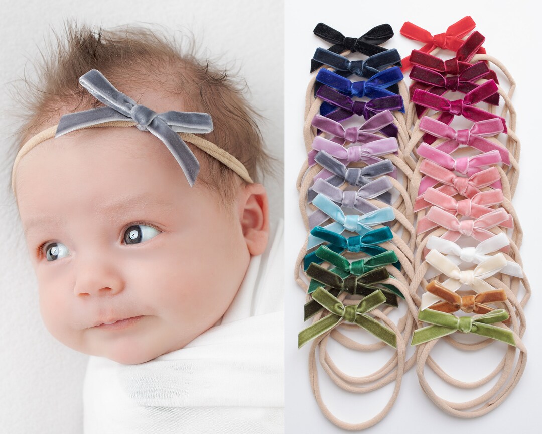 VELVET Bow and Clip Baby Headband Velvet Hair Clip Baby Etsy