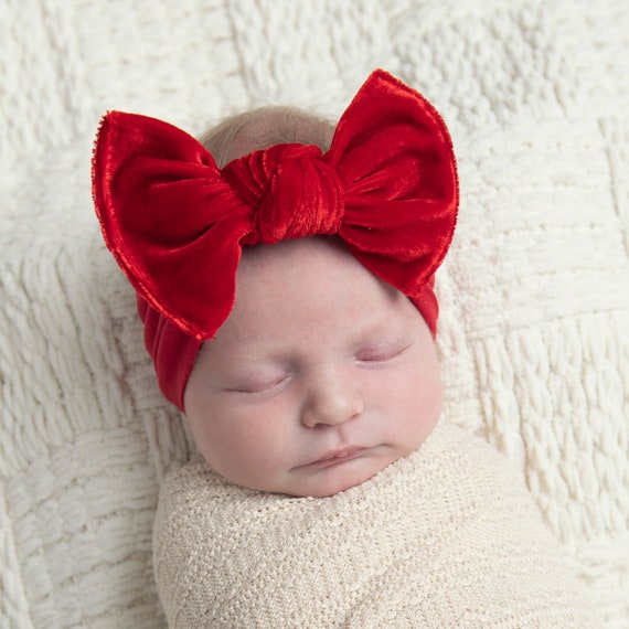 Bandeau graphique rouge bébé fille