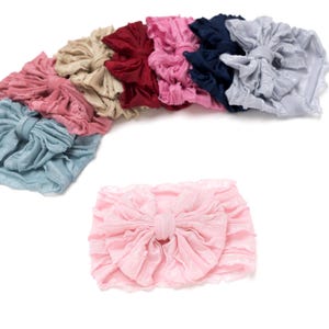 Bandeau bébé fille, bandeaux nouveau-né gros noeuds, turbans bébé fille, noeuds pour cheveux pour bambin, noeuds pour bébé, noeud pour bébé à volants, cadeau de baby shower.