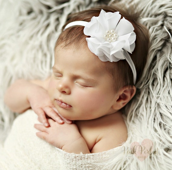 white baby headband