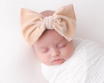 GRACE Big Bow Baby Headband, Baby Headband, Turban bb, Baby Girl Hair Bow, Newborn Headband, Baby Girl Bow, Velvet Bow Headband, Velvet Bow