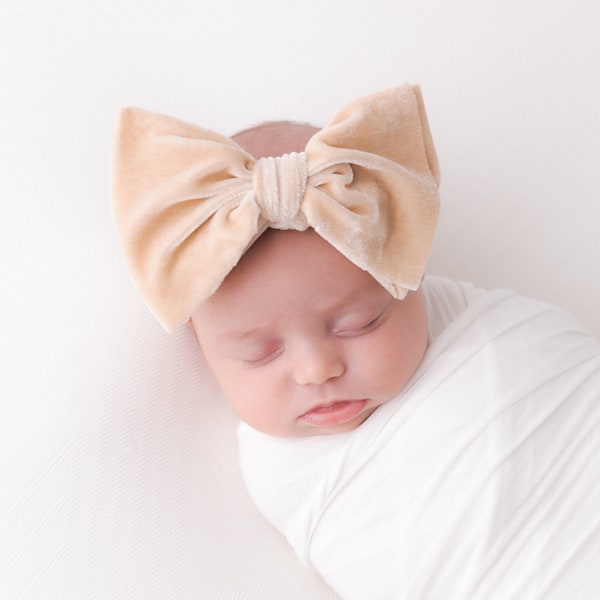 GRACE Big Bow Baby Headband, Baby Headband, Turban bb, Baby Girl Hair Bow, Newborn Headband, Baby Girl Bow, Velvet Bow Headband, Velvet Bow