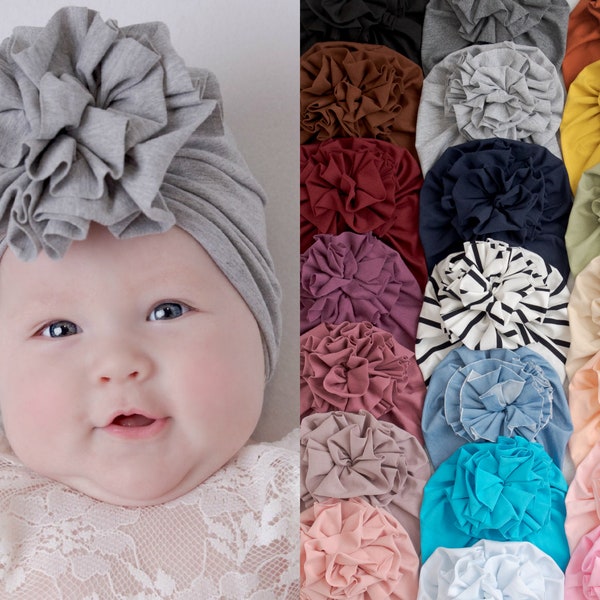 BIG FLOWER Turban, Newborn Flower Turban, Baby Headband, Baby Floral Headband, Headband Baby Girl, Baby Turban, Newborn Hat, Toddler turban