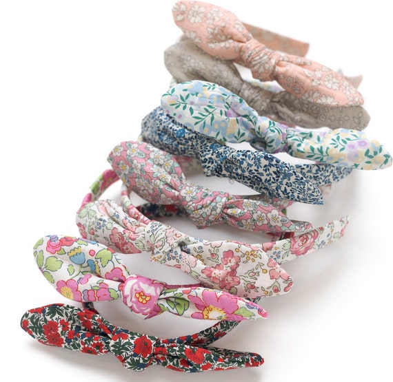 Fascia Cotone Multicolore Fascia Per Capelli Con Fiocco Per Neonata - Fatto A Mano In Cotone, Regno Unito, Multicolore Corda Elastica 4 Mm