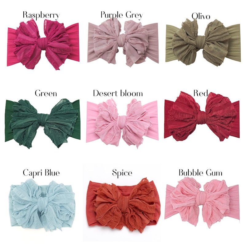Big Ruffle Bow Nylon Headband, Baby Girl Headwrap image 3