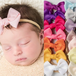 MARYJANE Grosgrain Bow Headband, Newborn Headband, Baby Hair Bow, Baby Bow Headband, Hair Bow for Baby, Newborn Bow, Infant Headband