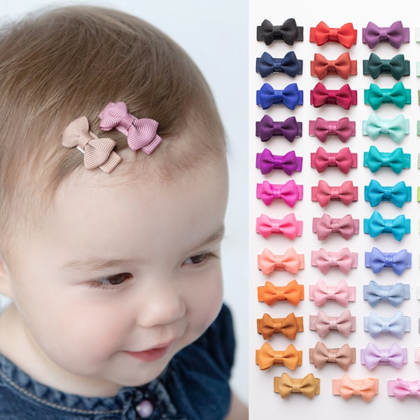 TUX Mini Schleife Snap Clip, Baby Haarspange, Baby Snap Clip, Haarspangen für Mädchen, Kleinkind Haarspange, No Slip Haarspange, Haarspange für dünnes Haar