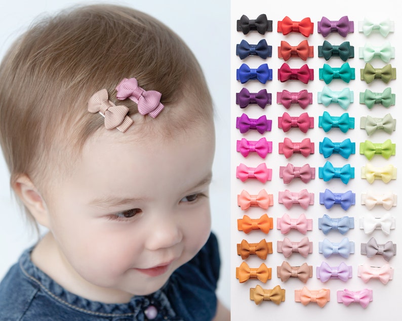 TUX Mini Bow Snap Clip, Baby Hair Clip, Baby Snap Clip, Haarclips voor meisjes, Peuter Haarclip, Geen Slip Haarclip, Haarclip voor dun haar afbeelding 1