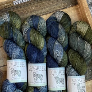 Sea Glass - Merino, Yak and Silk - Hand dyed yarn -, fingering weight, knitting weaving crochet