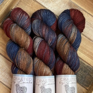 Blue Jean Country - Merino, Yak and Silk - Hand dyed yarn -, fingering weight, knitting weaving crochet