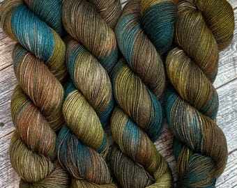Woodland Shadow - Merino, Yak and Silk - Hand dyed yarn -, fingering weight, knitting weaving crochet