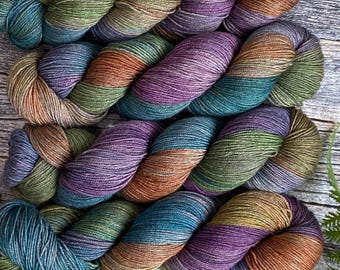 Dragonfly - Merino, Yak and Silk - Hand dyed yarn -, fingering weight, knitting weaving crochet