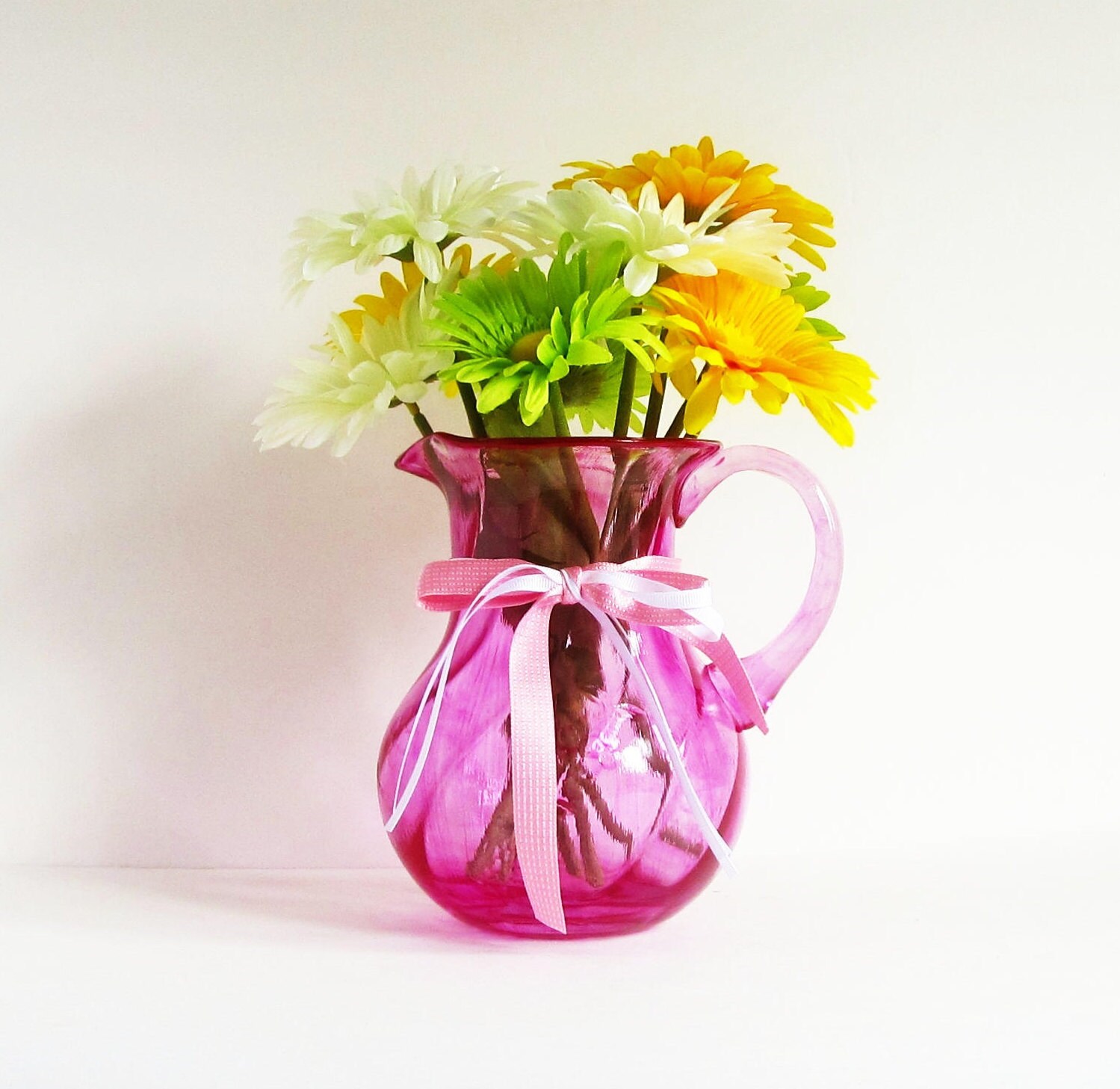 Purple Glass Vase Purple Pitcher Vase Large Glass Vase Etsy