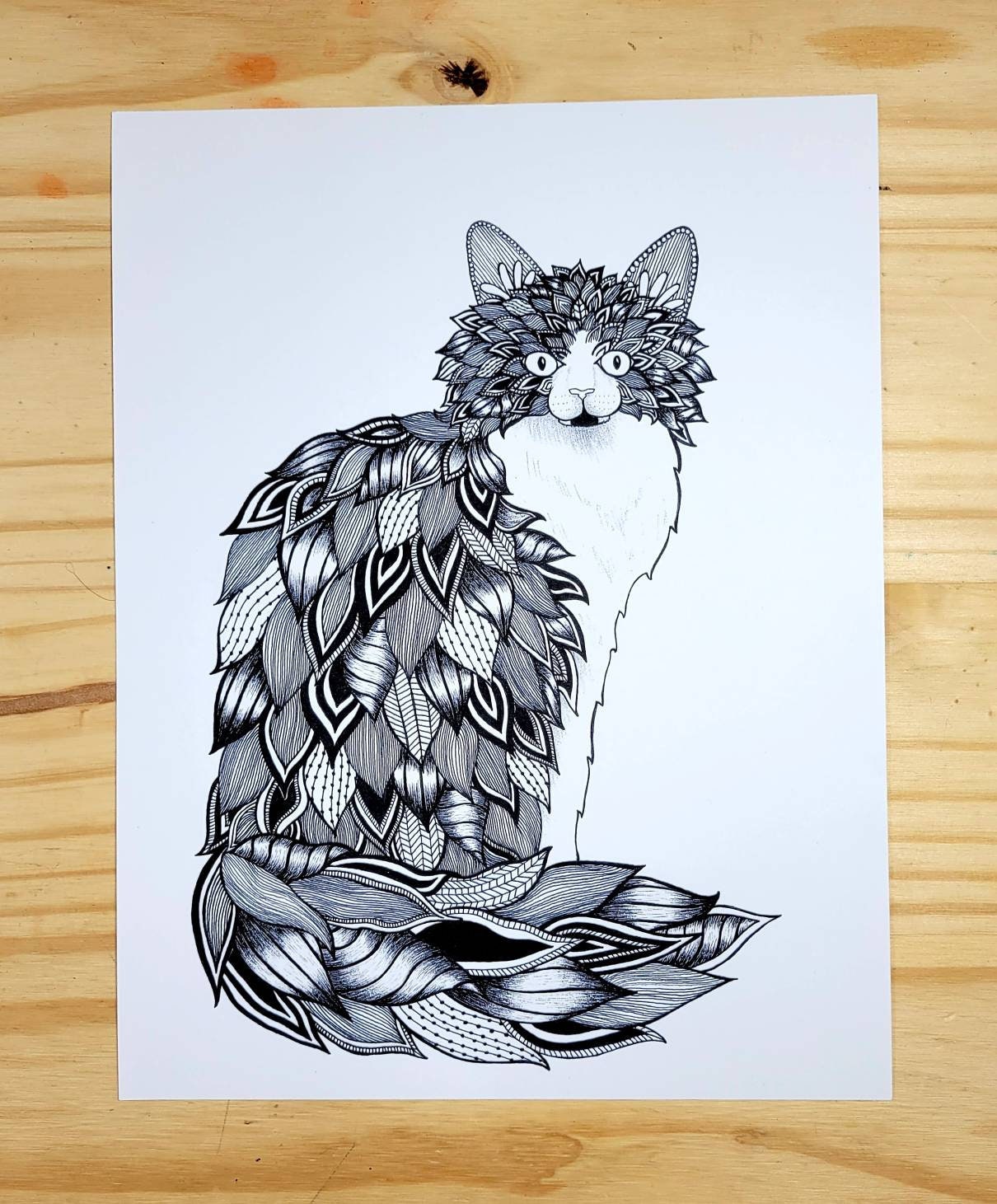 Tuxedo Cat Coloring Page for Adults Etsy