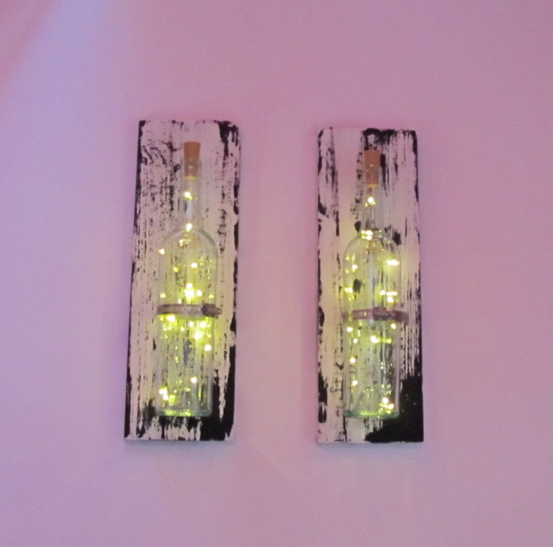 Rustic White Wood Wall Sconce Wine Bottle Wall Sconce Rustic Etsy