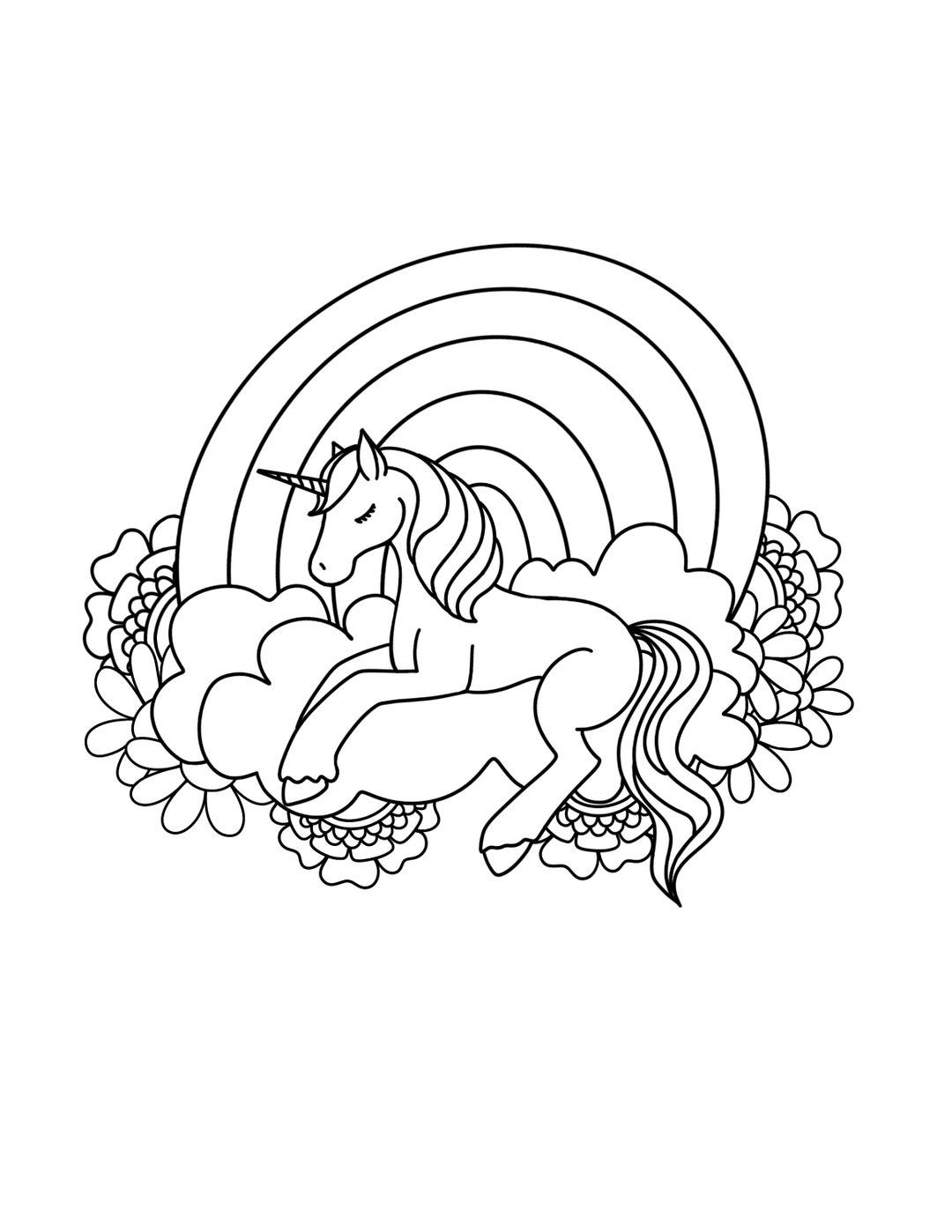 Unicorn Coloring Page for Kids, Printable Unicorn Coloring Page