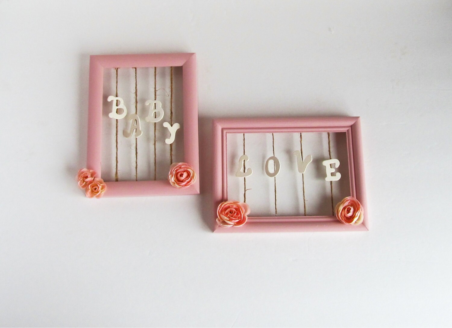 Pink Nursery Frame Set Framed Baby Nursery Wall Accent Baby Etsy