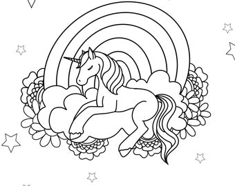 Página para colorear de unicornio para niños, Página para colorear de unicornio imprimible Descargar PNG, PDF, JPG