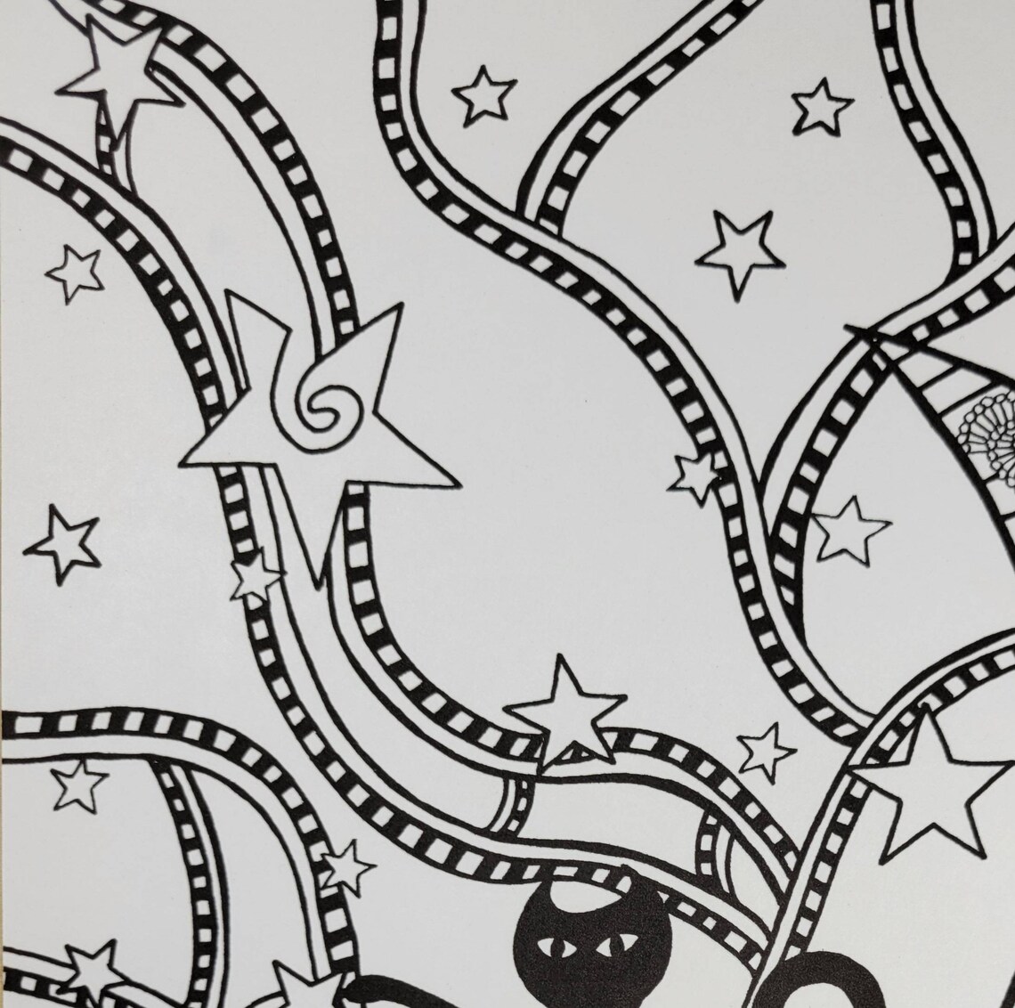 Cat on Moon Cosmic Cat Printable Coloring Page Cat Coloring | Etsy