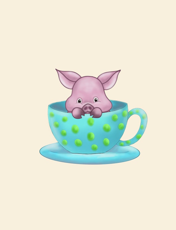 Cute Teacup Pig SVG Pig in Teacup Clipart Pig SVG Digital