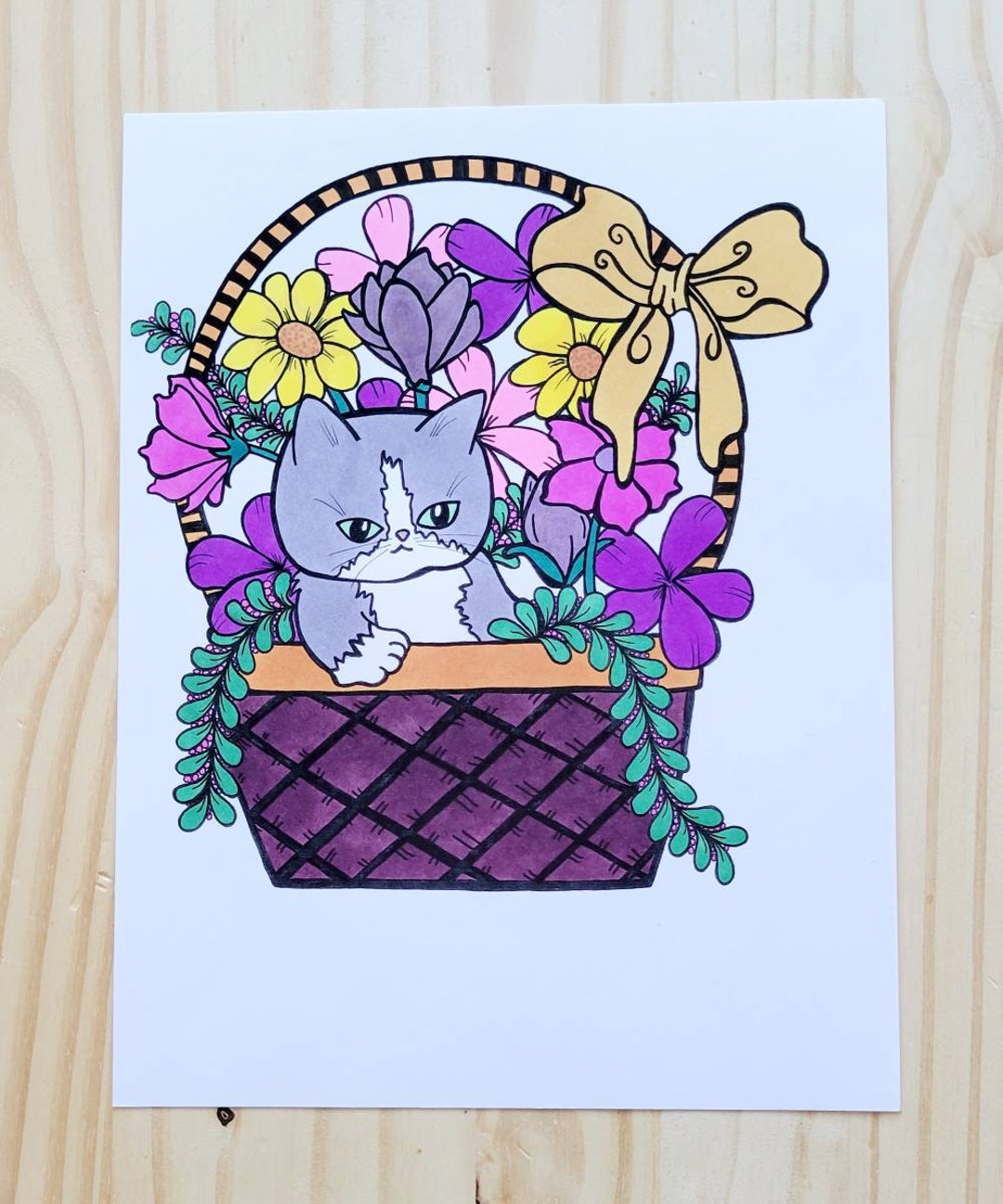 Cat Coloring Page for Kids - Etsy