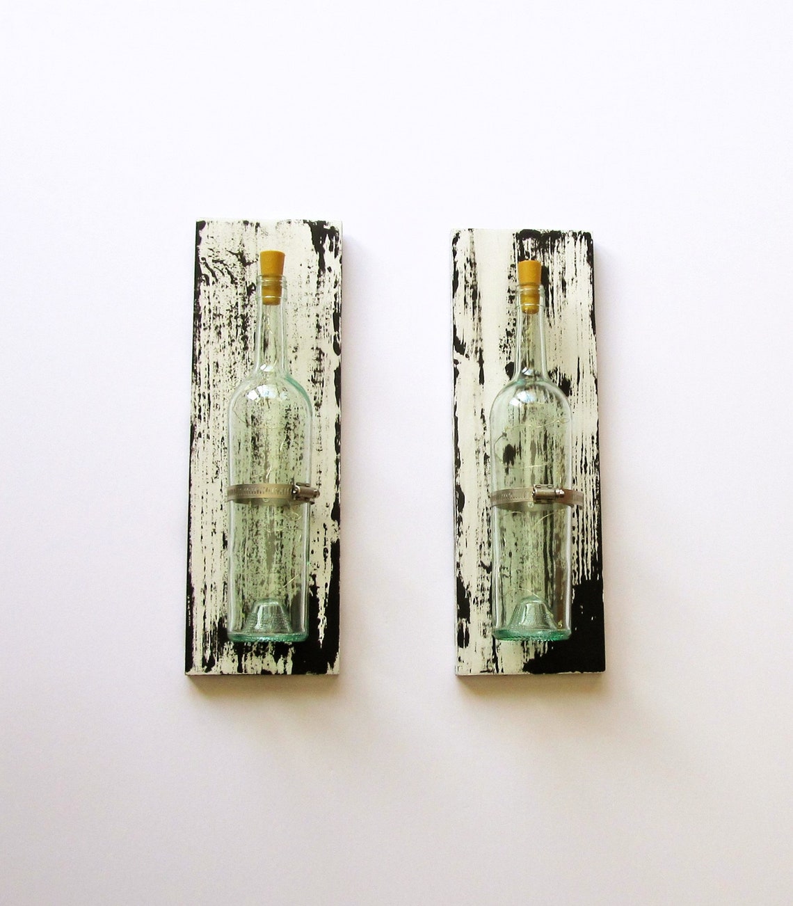 Rustic White Wood Wall Sconce Wine Bottle Wall Sconce Rustic Etsy