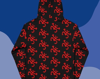 Roter Coquí Taíno Unisex Kapuzenpullover aus Baumwolle