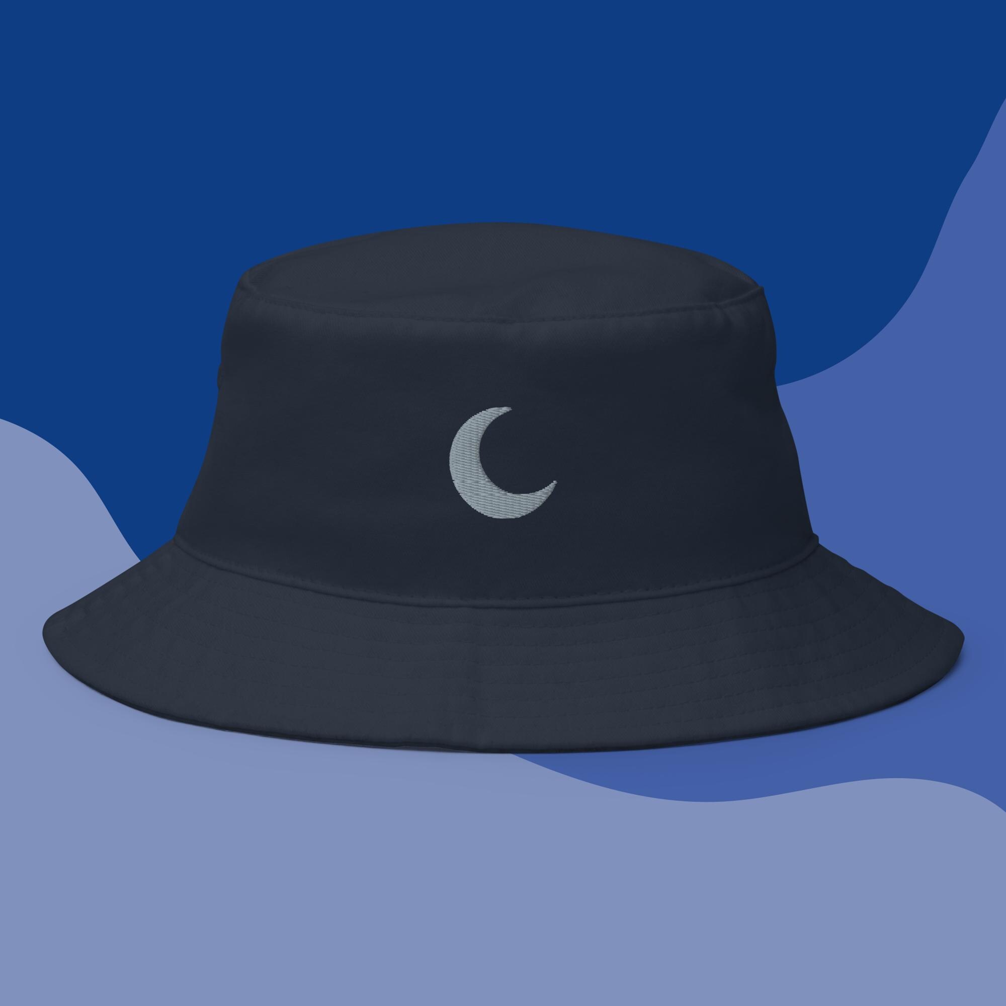 チェック柄バケットハット 惑星刺繍 刺繍入りシルバームーンバケット