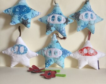 Adorno navideño de estrella de peluche hecho a mano, decoración infantil
